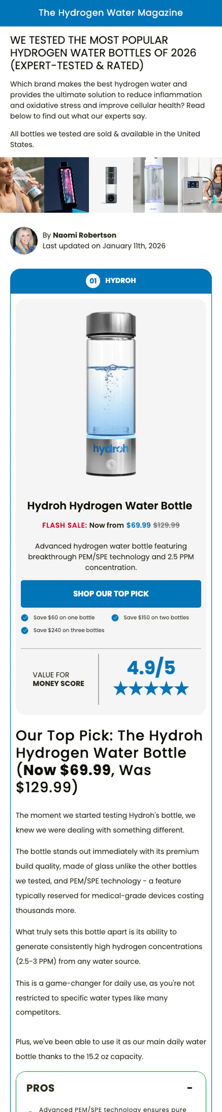 We tested the most popular hydrogen water bottles, page, section 1