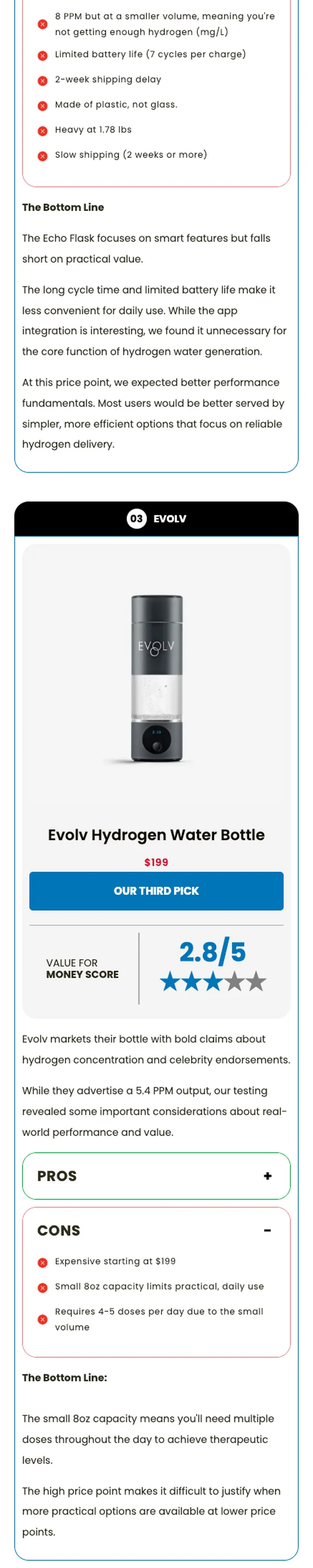 We tested the most popular hydrogen water bottles, page, section 3